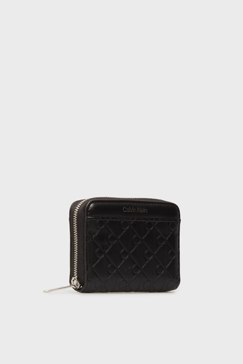 Жіночий чорний шкіряний гаманець з візерунком EMBOSSED 3
