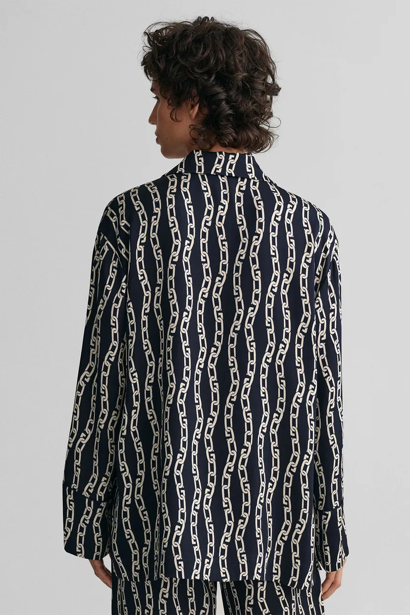 Женская темно-синяя блуза с узором RELAXED CHAIN PRINT PYJAMA 3