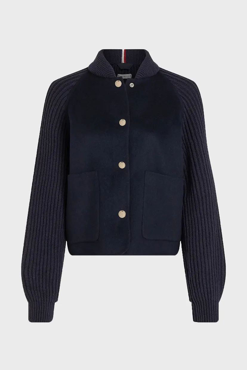 Жіночий темно-синій вовняний бомбер DF WOOL BLEND KNIT MIX BOMBER 5
