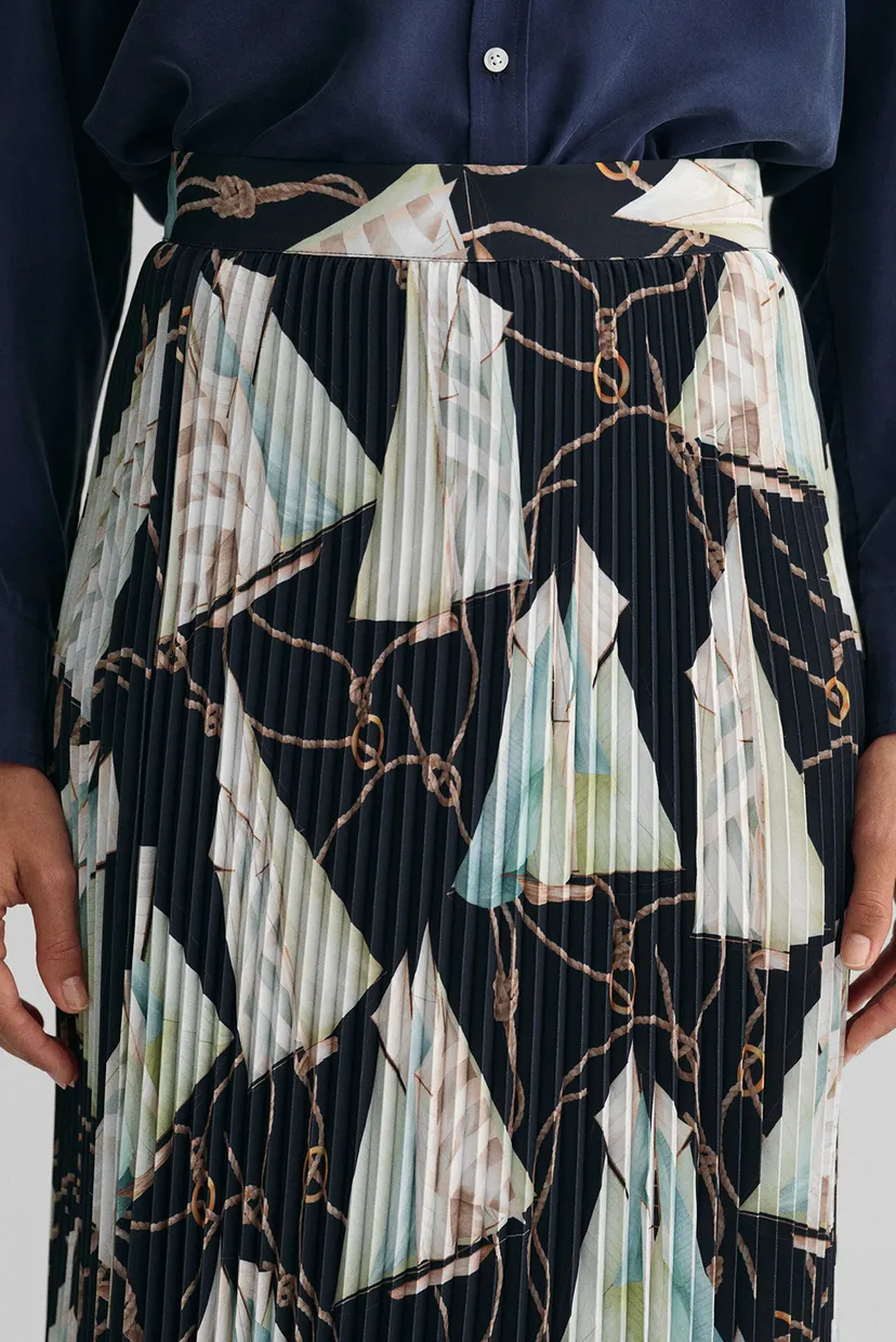 Женская темно-синяя плиссированная юбка с узором SALING PRINT PLEATED 4