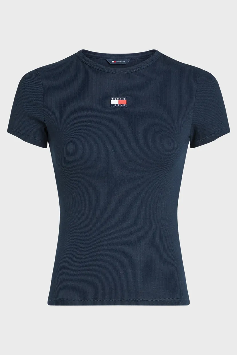 Жіноча темно-синя футболка TJW SLIM BADGE RIB TEE 5