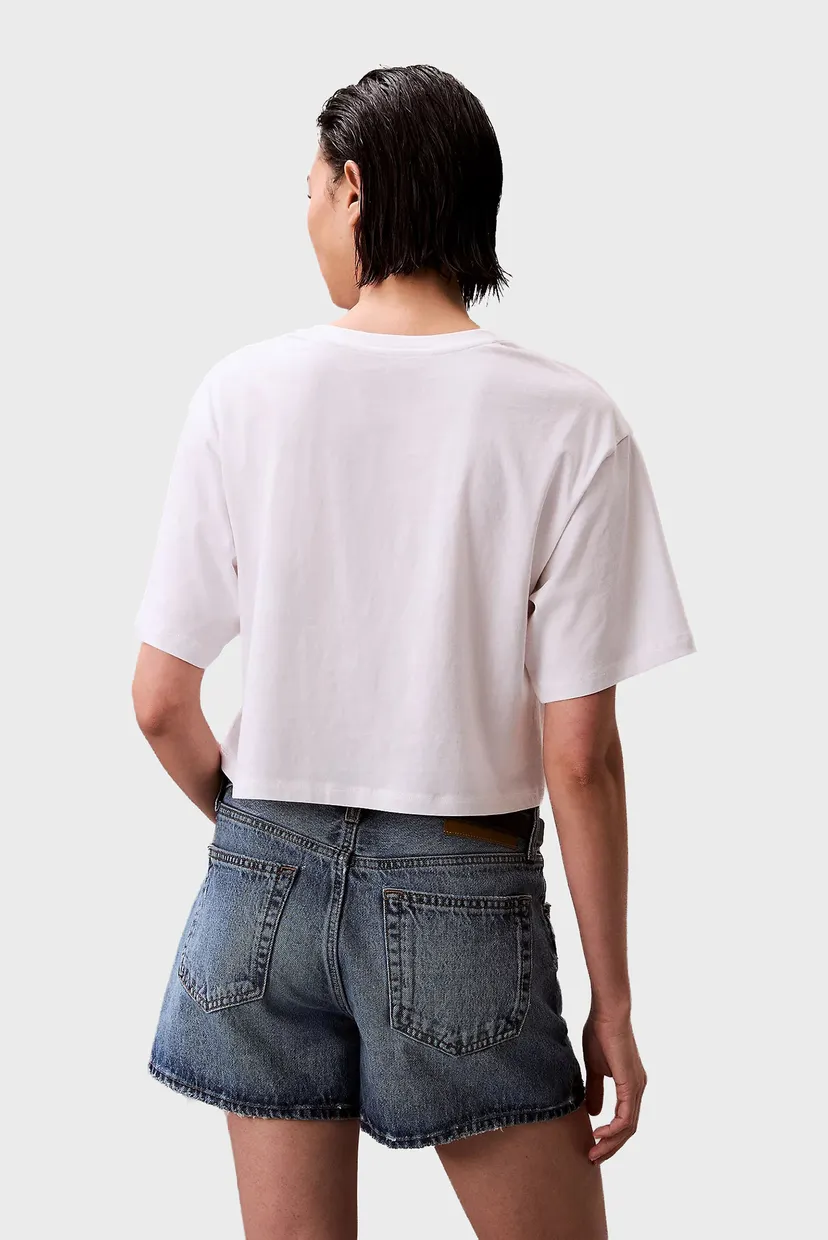 Женская белая футболка COTTON BOXY CROP PRIDE 3