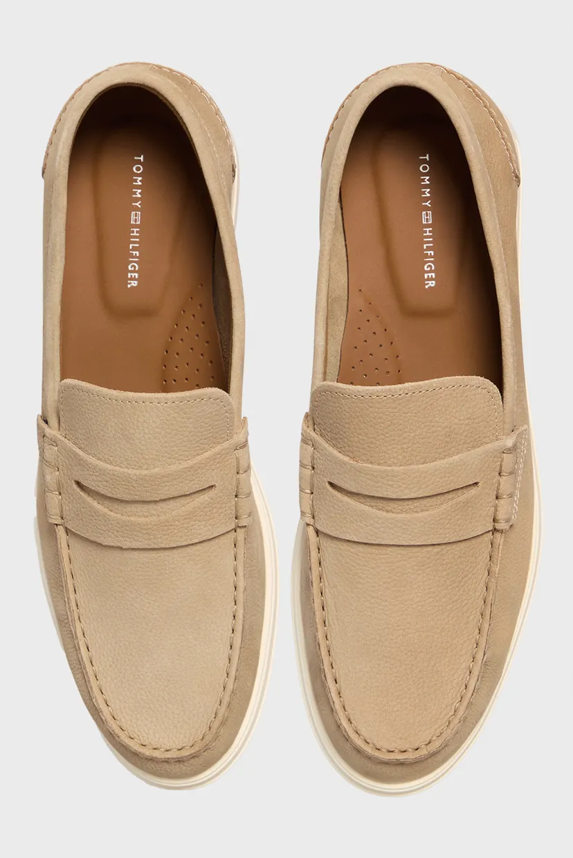 Мужские бежевые нубуковые лоферы TOMMY HILFIGER NUBUCK P LOAFER 4