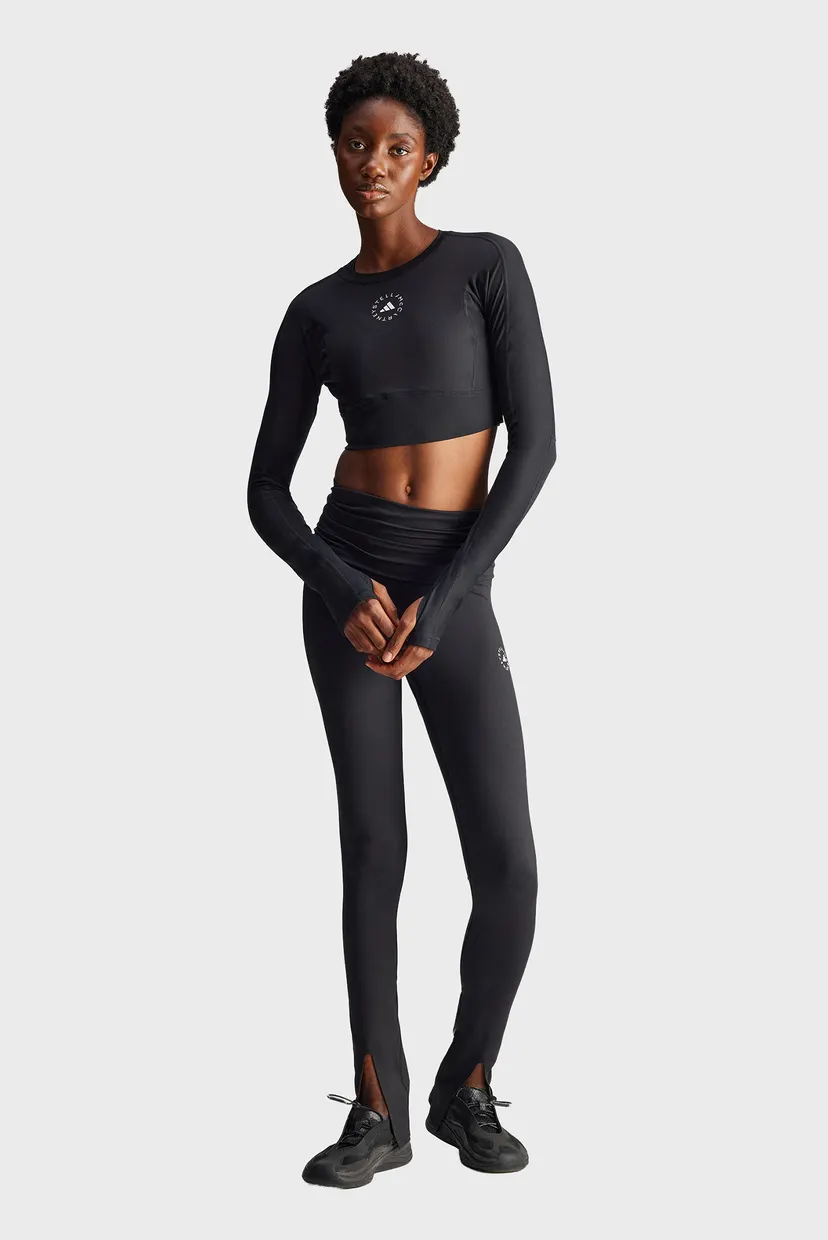 みな Женский черный лонгслив adidas by Stella McCartney TrueStrength