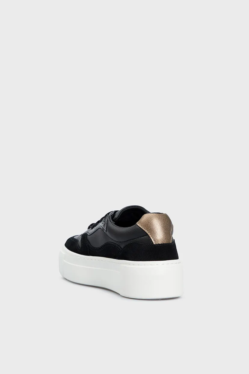 Женские черные кожаные сникерсы CUPSOLE LACE UP 5