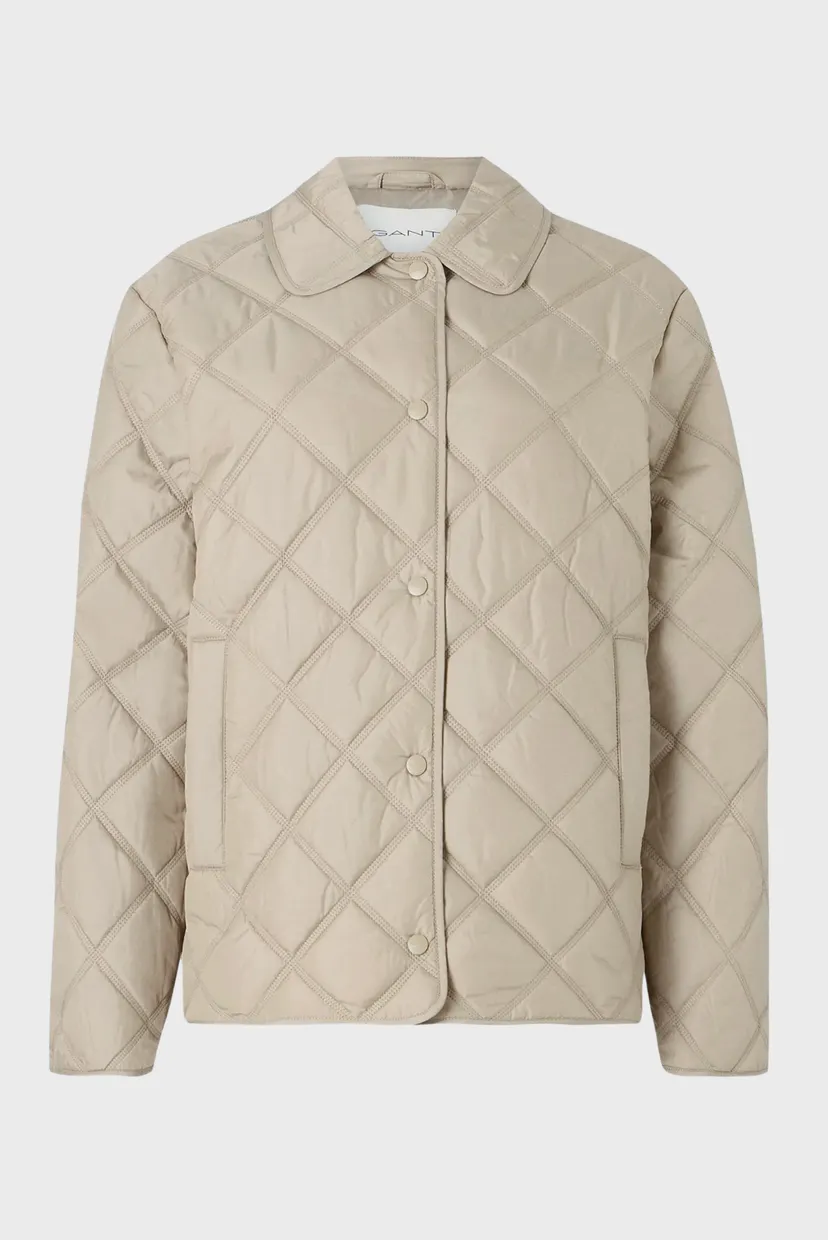 Жіноча бежева куртка QUILTED JACKET WITH COLLAR 7