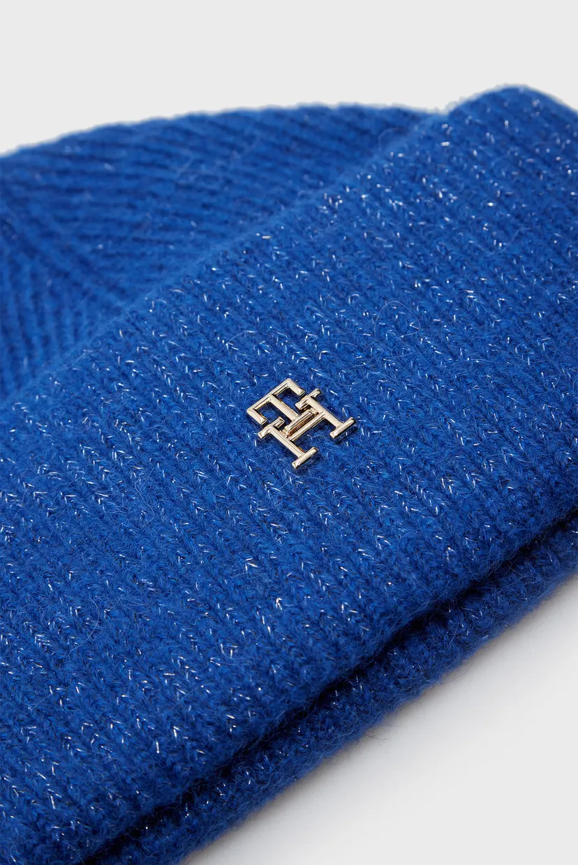 Женская синяя шапка TH EVENING BEANIE 4
