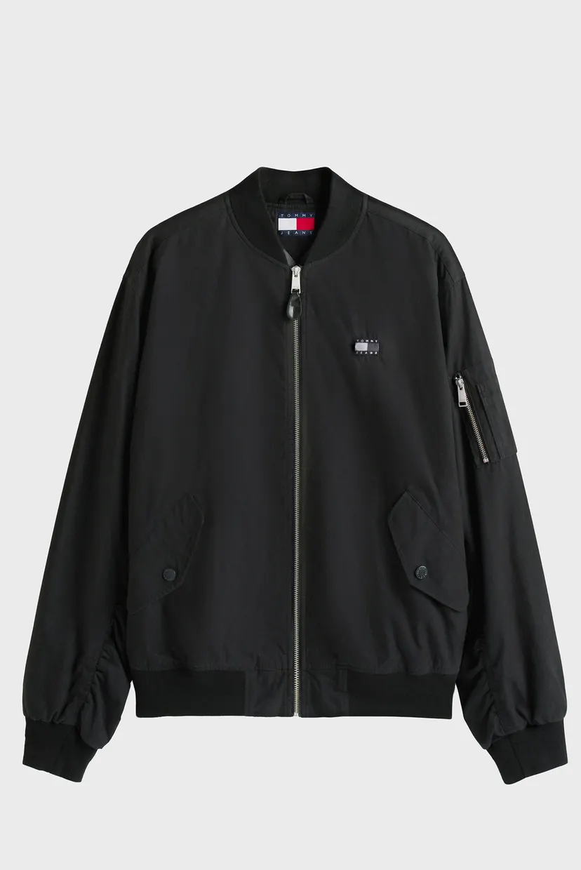 Чоловічий чорний бомбер COTTON 6