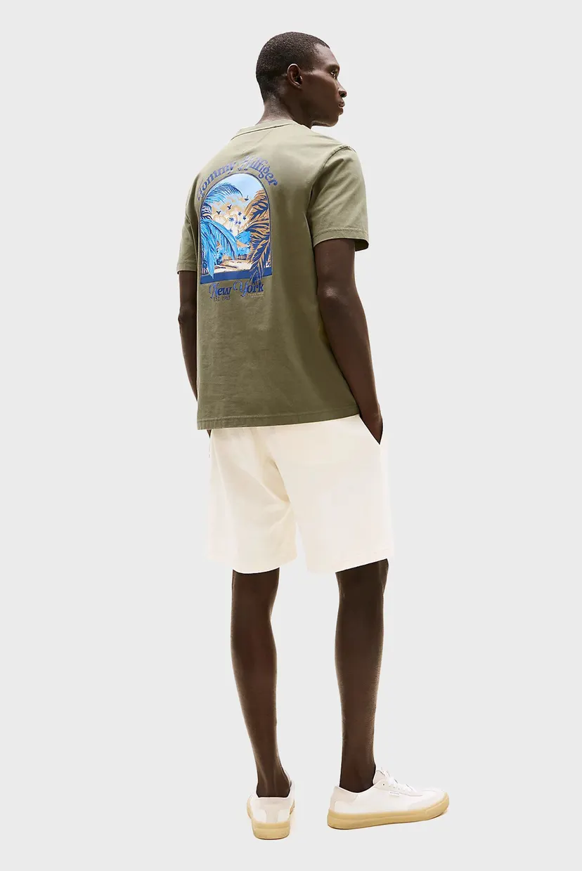 Чоловіча оливкова футболка HILFIGER SUMMER PHOTO TEE 4