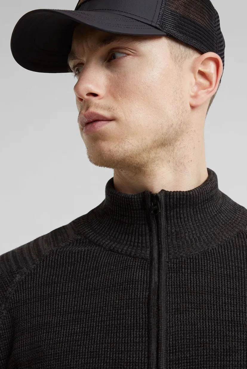 Чоловічий чорний кардиган 3D biker zip through knit 4