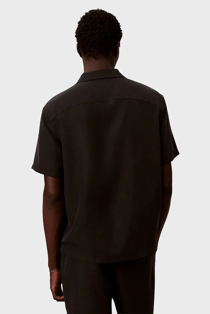 Чоловіча чорна сорочка CAMP COLLAR DRAPEY 4