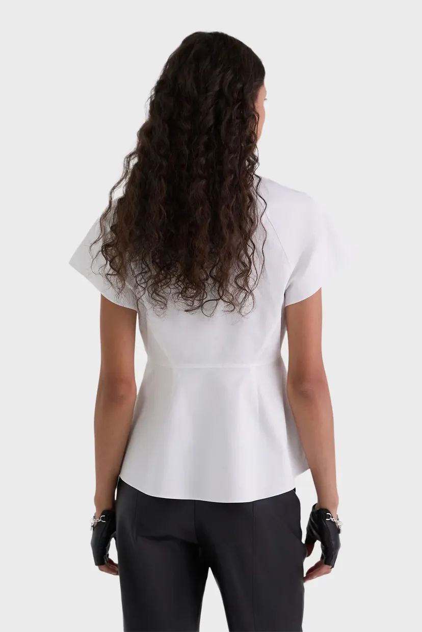 Женская белая блуза SHORT-SLEEVED RUFFLE 3