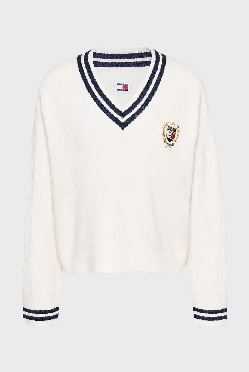 Женский белый пуловер TJW VNCK CREST CABLE SWEATER EXT 5