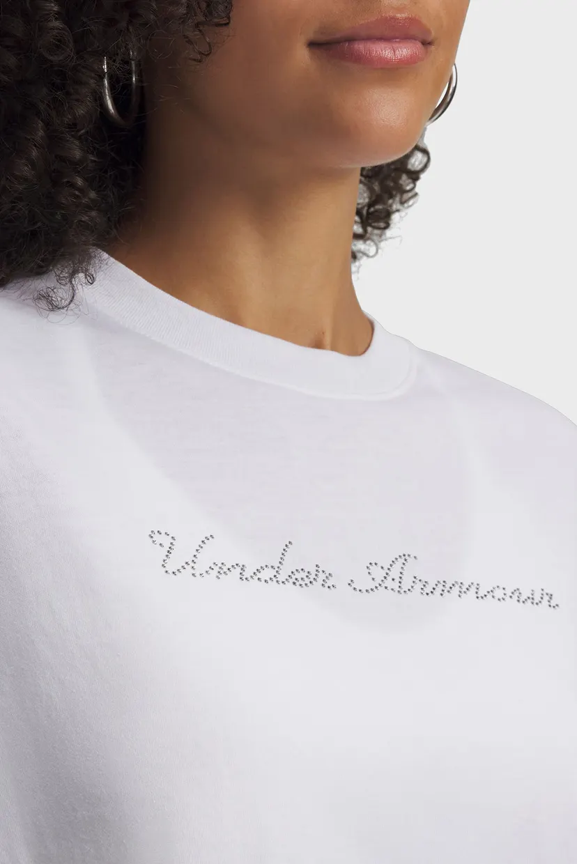 Жіноча біла футболка UA W WM CROP SS 3