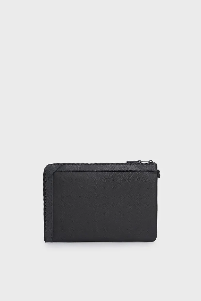 Мужская черная кожаная борсетта TH SAFFIANO POUCH 4