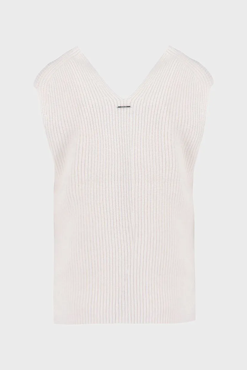 Жіночий білий вовняний жилет RECYCLED WOOL RIB 7