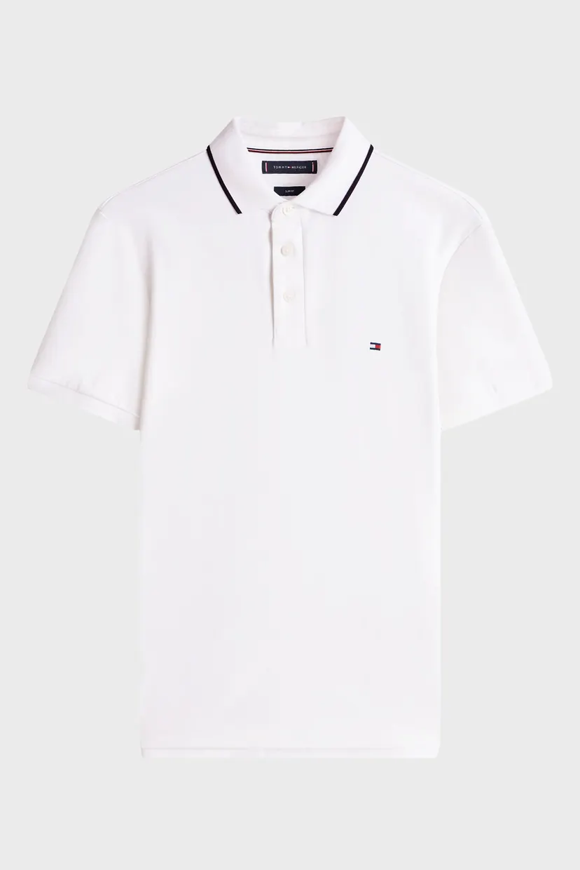 Чоловіче біле поло TIPPED SLIM 5