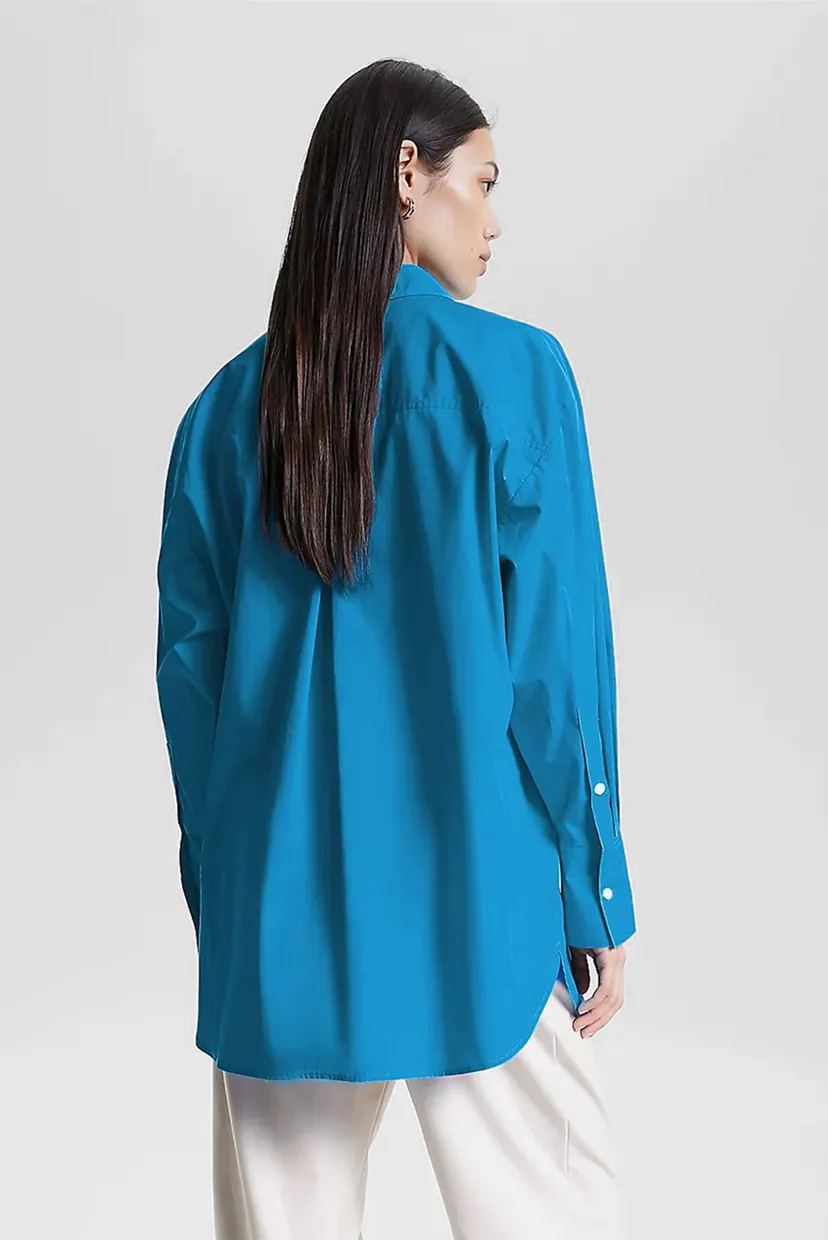 Женская голубая рубашка MD ORGANIC CO LOOSE 3