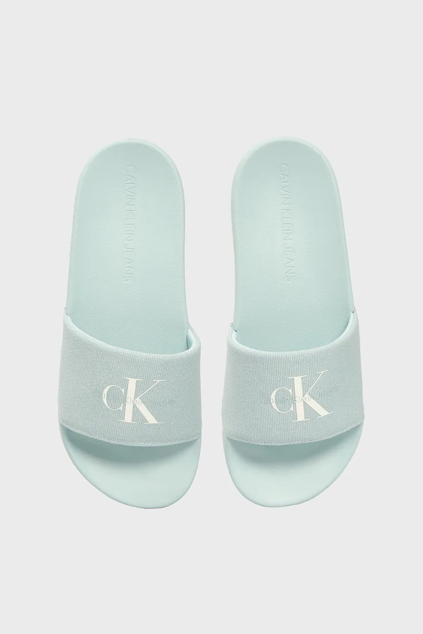 Женские голубые слайдеры MONOGRAM 4