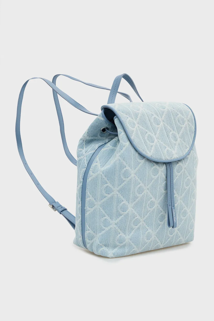 Женский голубой джинсовый рюкзак с узором EMBLEM AOP DENIM BACKPACK 3
