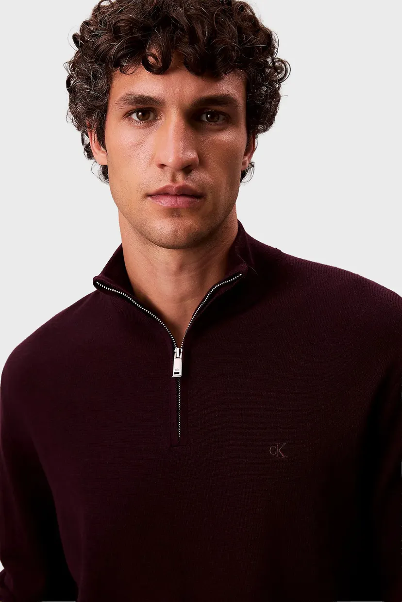 Мужская бордовая шерстяная кофта LS MERINO 4