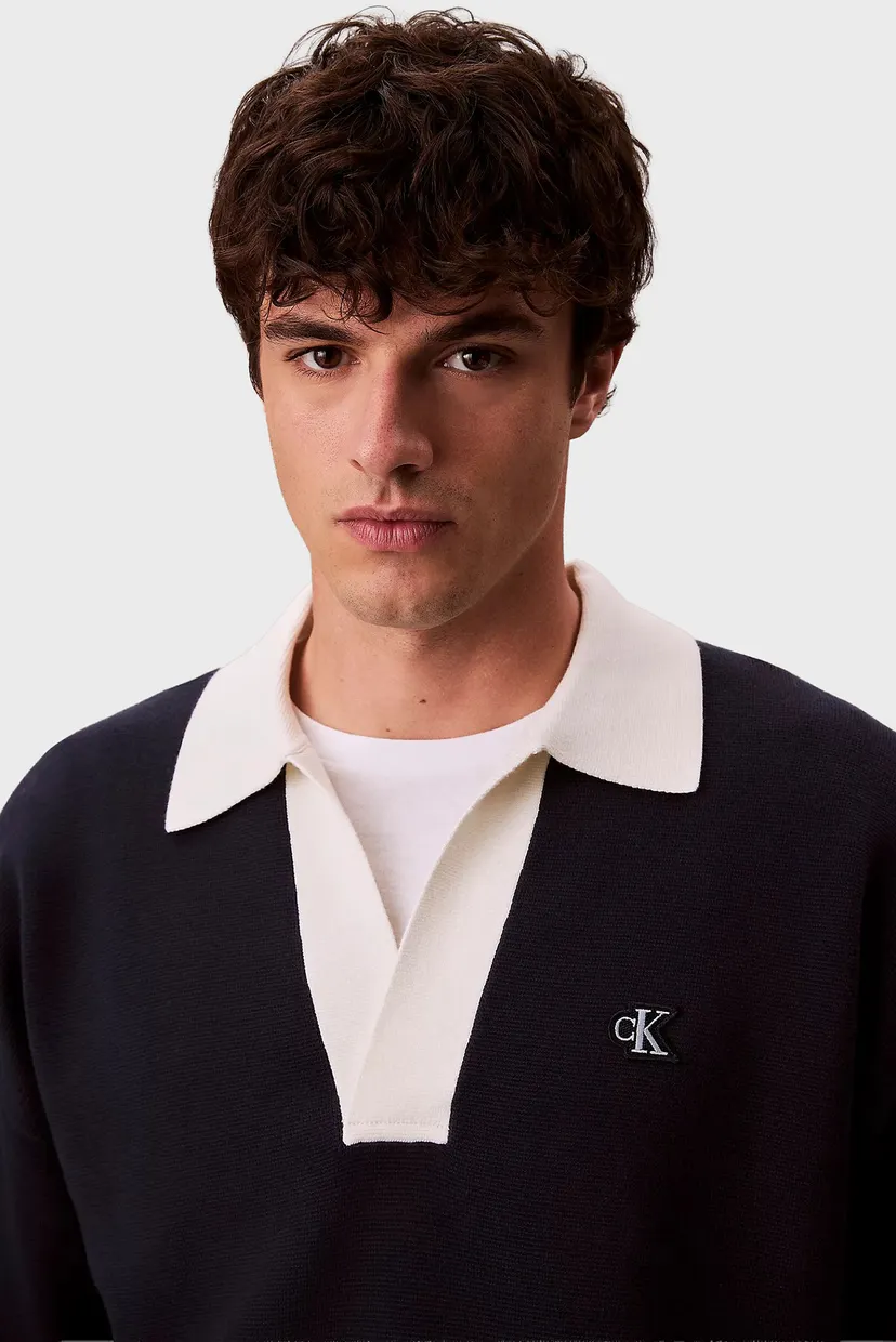 Чоловіче темно-синє поло SOLID OVERSIZED JOHNNY COLLAR 6