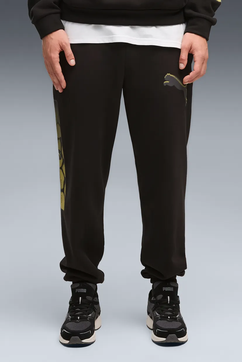 Мужские черные спортивные брюки PUMA Sport Relaxed Street Graphic Fleece Sweatpants Men 1