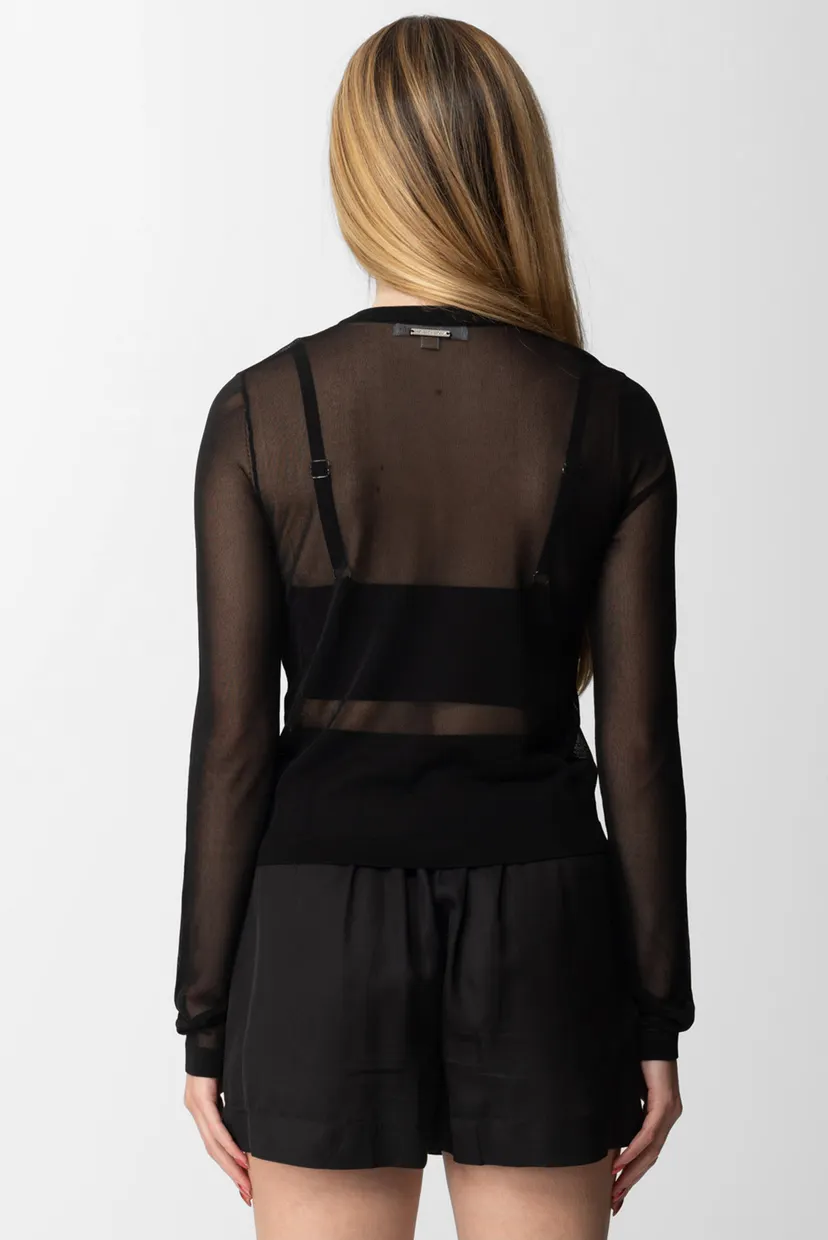 Жіночий чорний кардиган ECO SHEER CROP CARDI 4