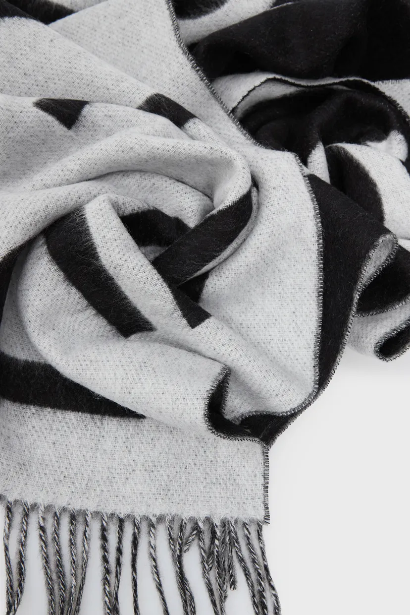 Мужской черный шерстяной шарф LOGO BRUSHED 4