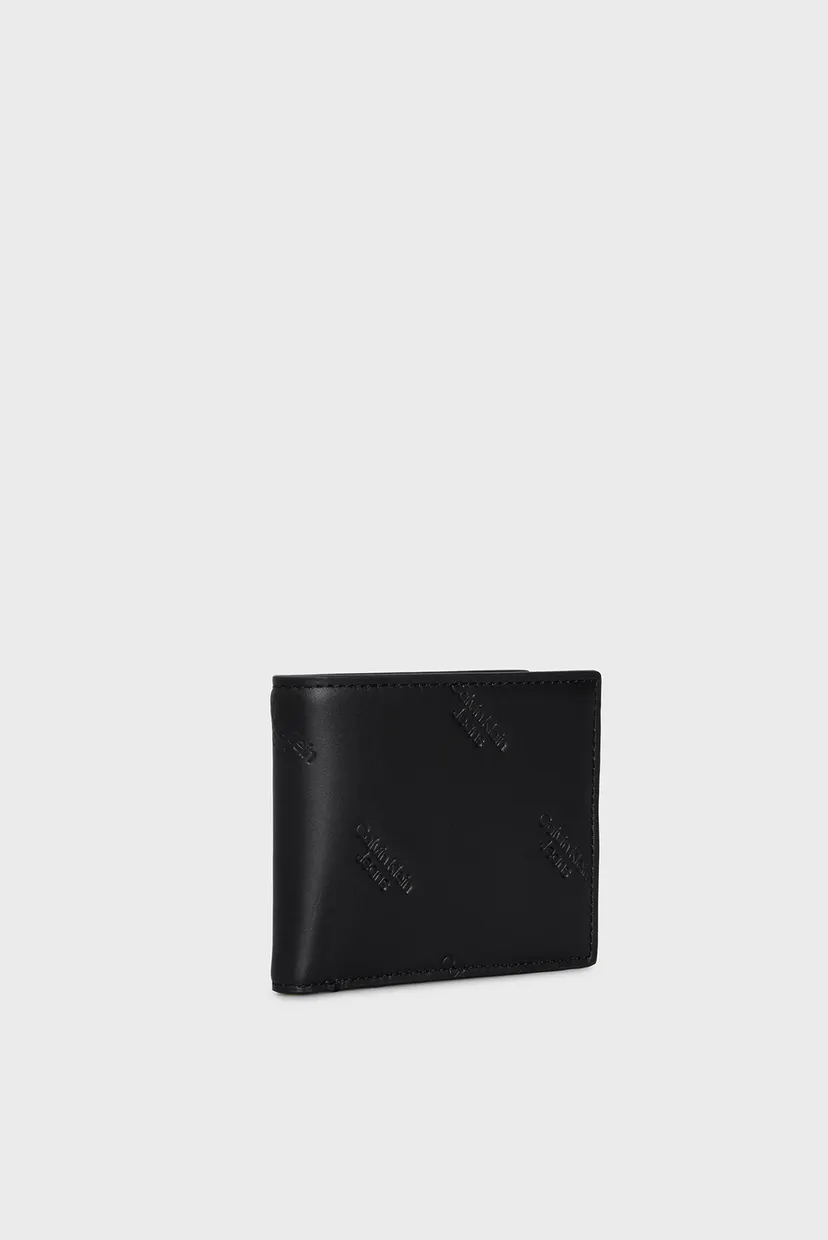 Чоловічий чорний шкіряний гаманець LOGO PRINT BIFOLD ID 3