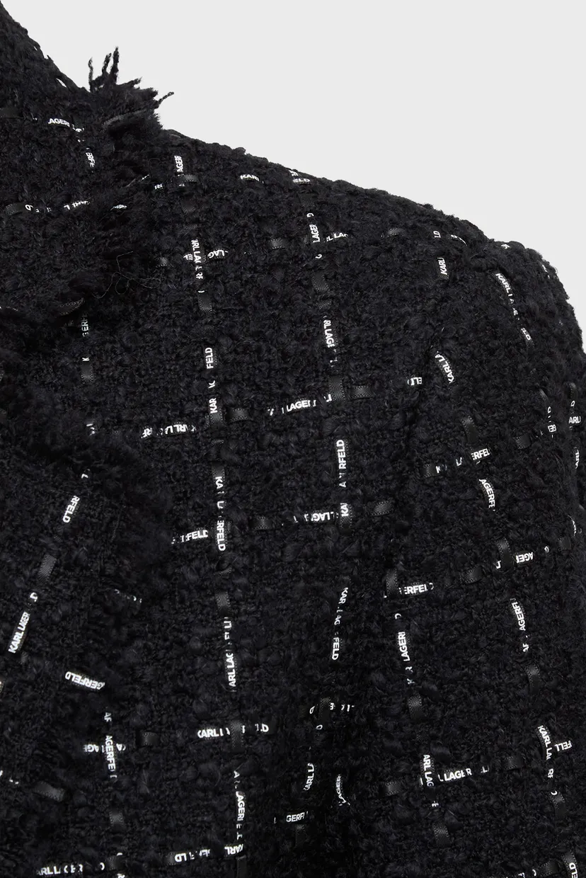 Женский черный шерстяной твидовый жакет boucle 3