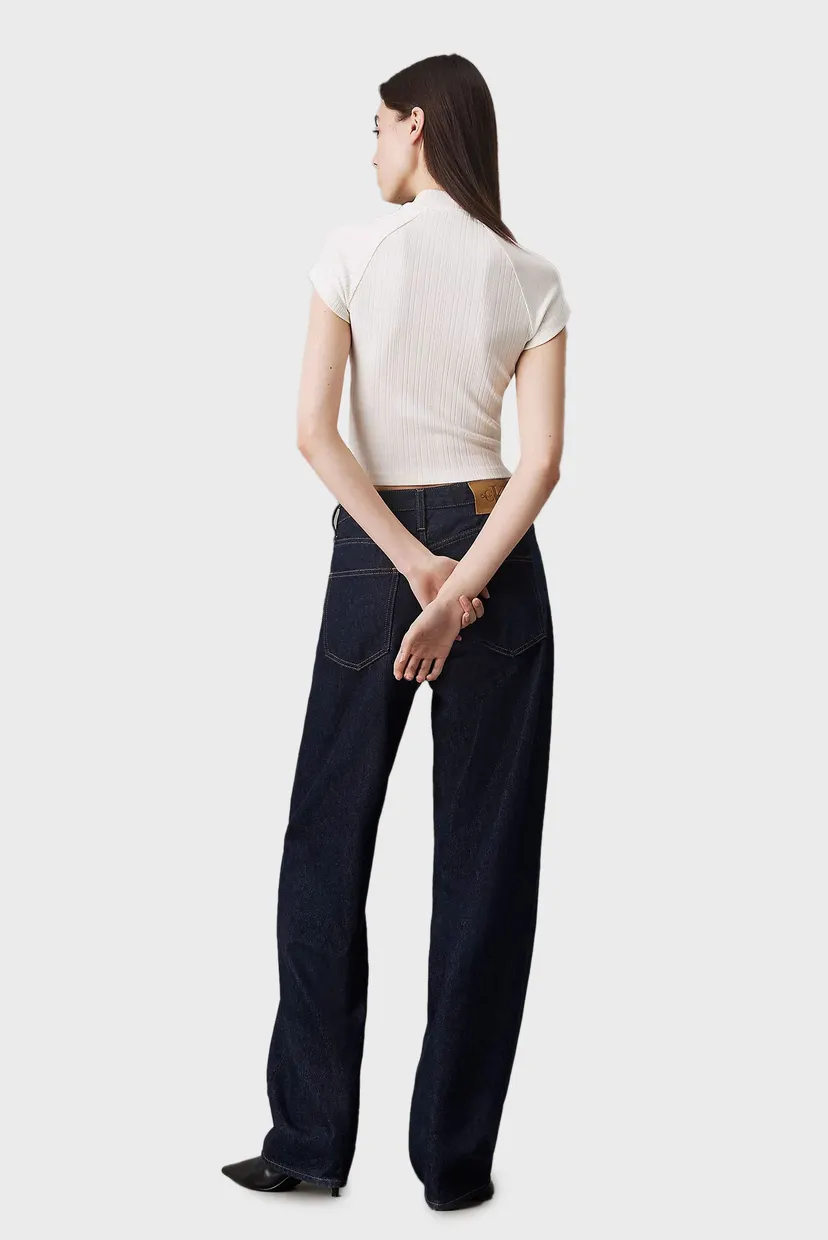 Женский белый топ WARM TEXTURE RIB MOCKNECK TOP 3