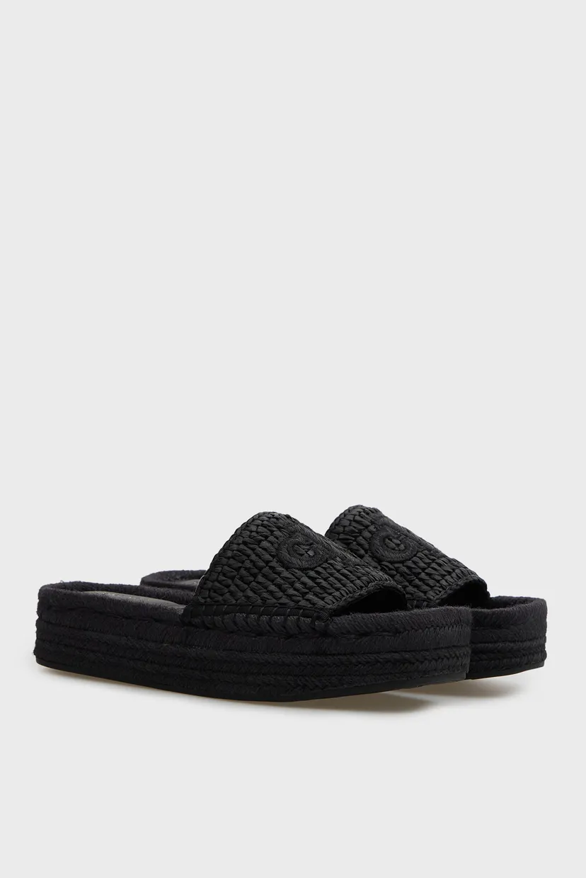 Женские черные слайдеры FLATF ESPADRILLE RAFFIA 3