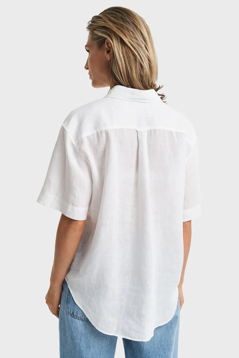 Жіноча біла лляна сорочка REL LINEN SS SHIRT 4