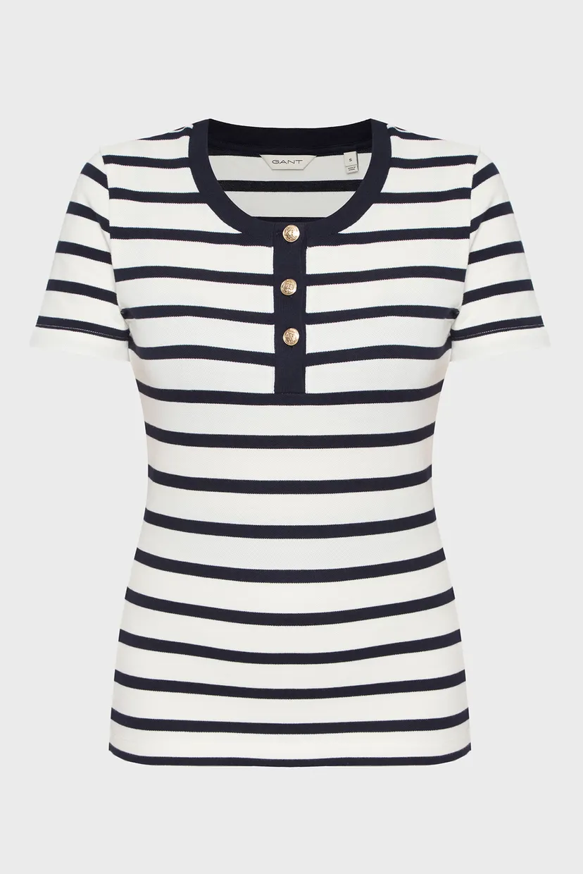 Жіноча біла футболка у смужку SLIM STRIPED PIQUE 6