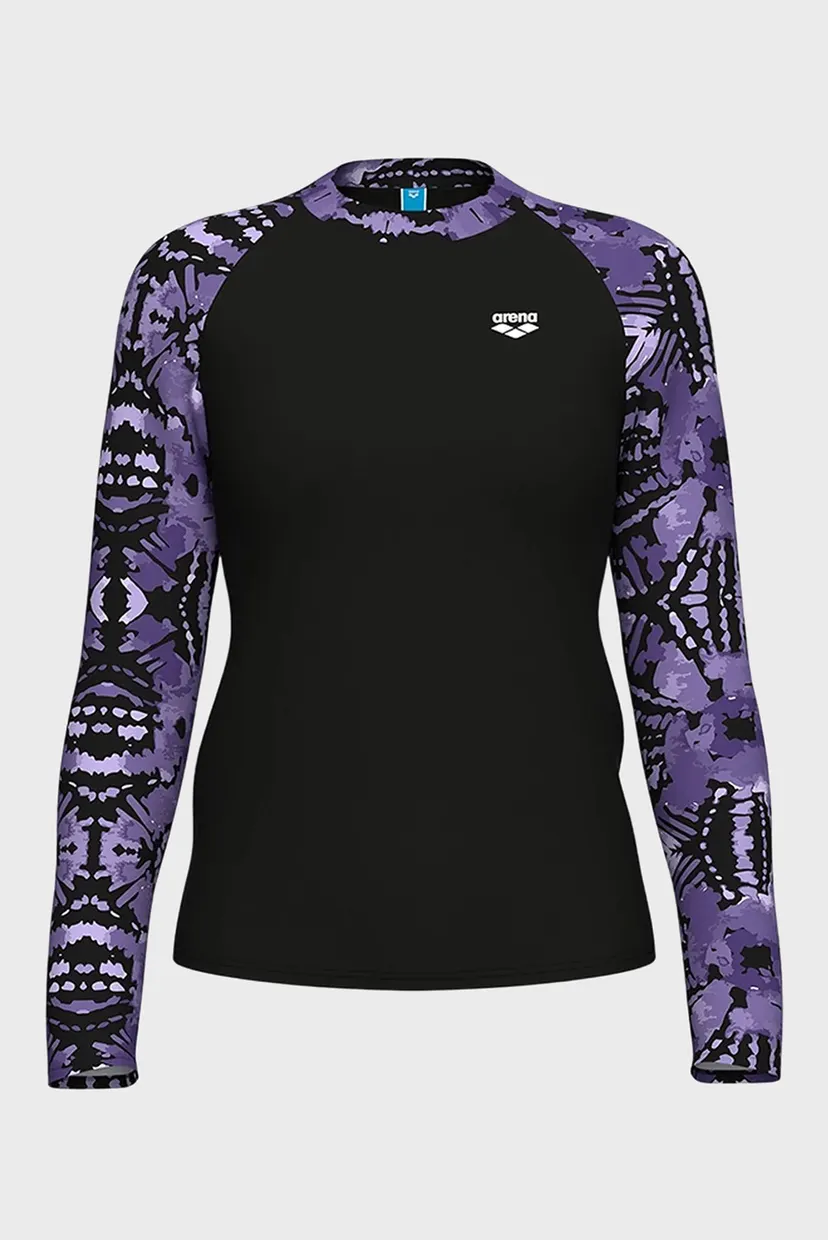Жіночий чорний лонгслів SWIM L/S RASH VEST ALLOVER 5