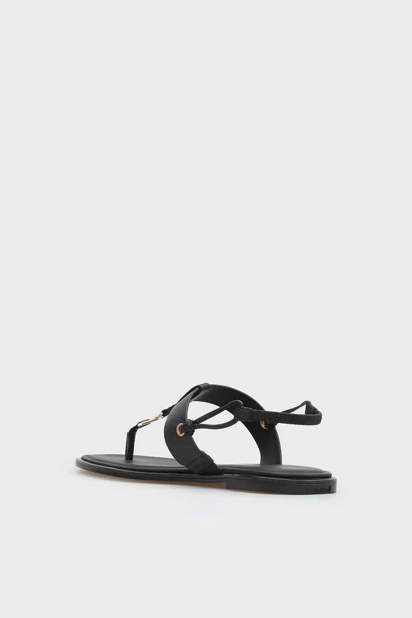 Жіночі чорні шкіряні сандалі ROUND FLAT THONG 5