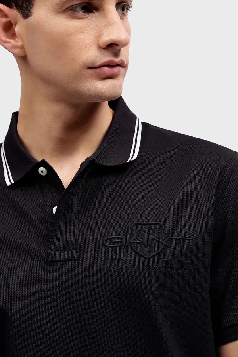 Мужское черное поло CONTRAST TIPPING SS PIQUE POLO 5