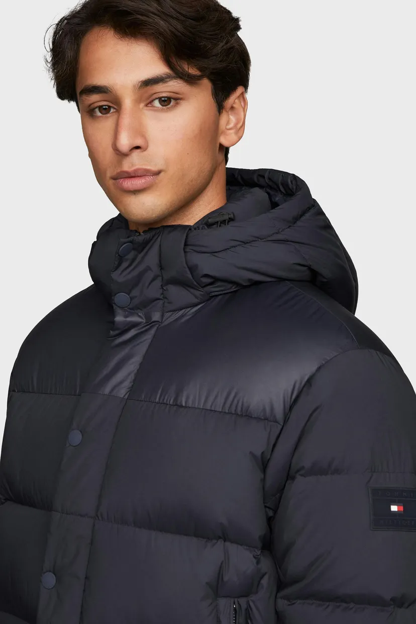 Мужской темно-синий пуховик MIX DOWN HOODED PUFFER JACKET 4
