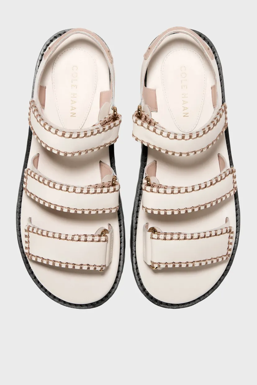 Жіночі білі шкіряні сандалі Grandprø Daylin Wedge Triple 4