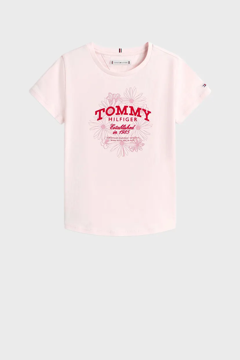Дитяча рожева футболка TOMMY FLOCK FLOWER TEE SS 5