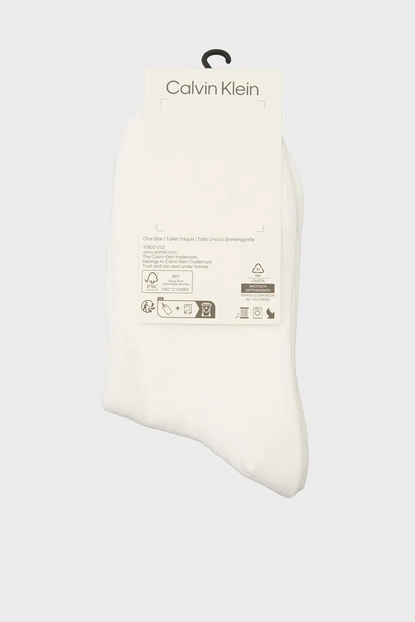 Жіночі білі шкарпетки (2 пари) CK WOMEN SHORT SOCK 2P SHINY LOGO 3
