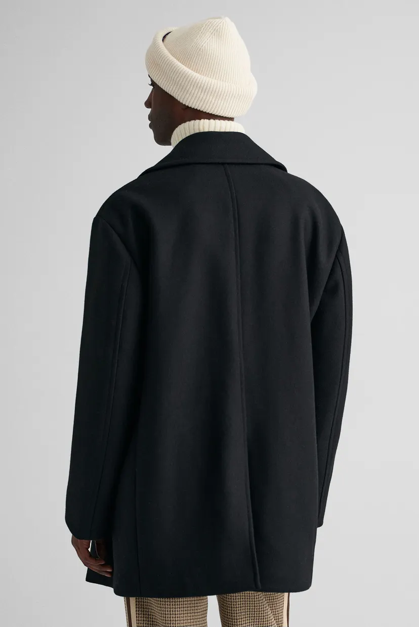 Мужское черное шерстяное пальто OVERSIZED WOOL PEACOAT 3