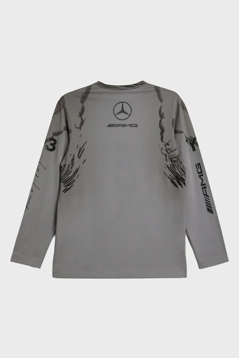 Сірий лонгслів з візерунком Y-3 MERCEDES WOLF GRAPHIC (унісекс) 8