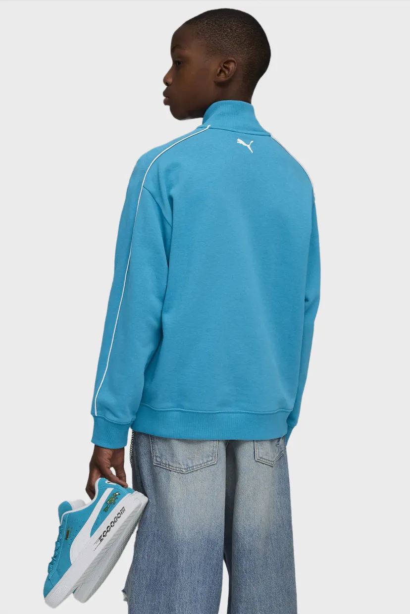 Дитяча синя спортивна кофта Super PUMA T7 Half-Zip Crew Sweatshirt Youth 3
