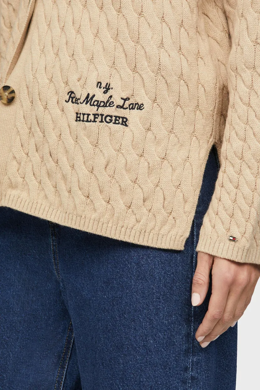 Жіночий бежевий вовняний кардиган WOOL BLEND CABLE V-NK 3