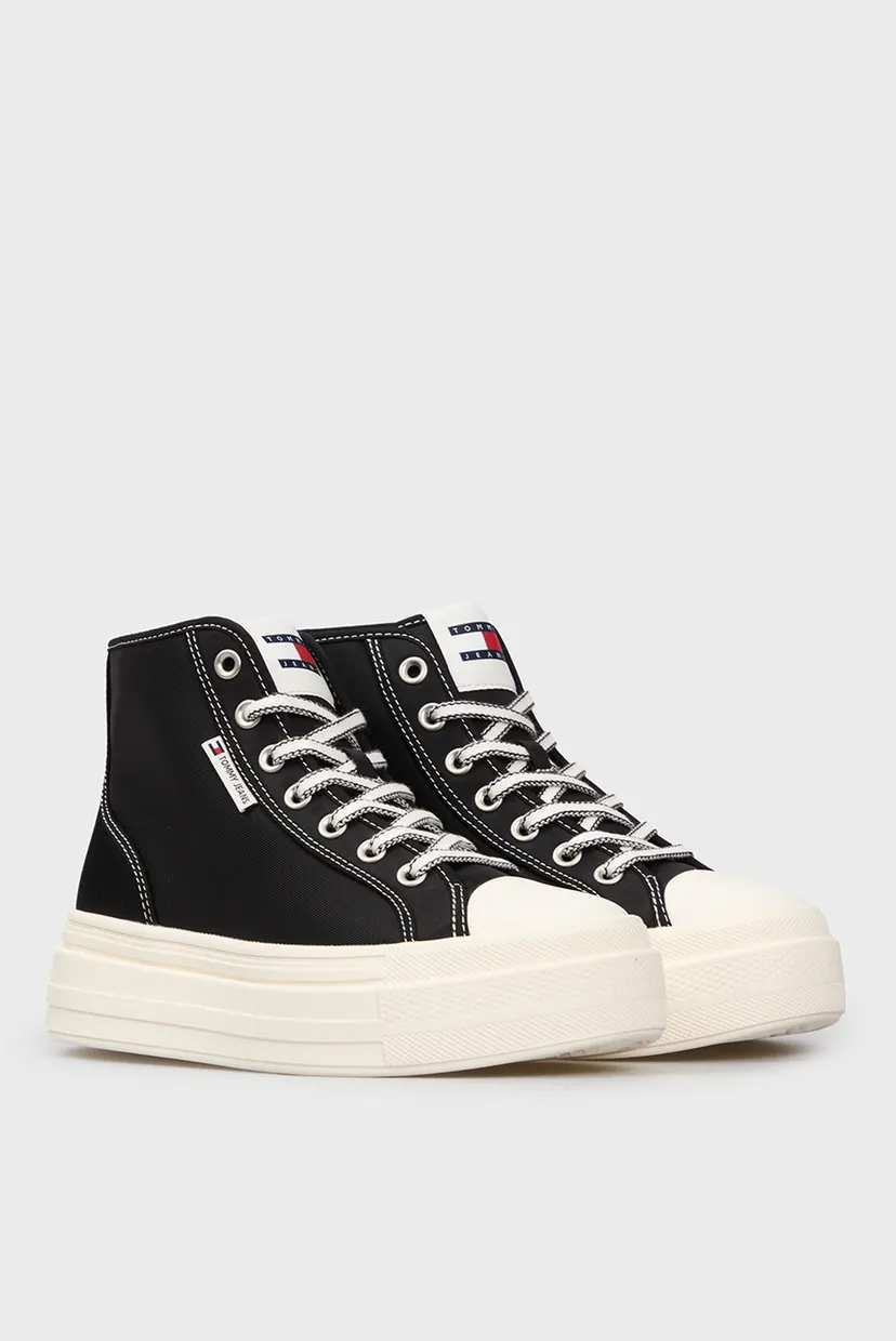 Жіночі чорні кеди TJW FOXING FLATFORM SNEAKER HIGH 3