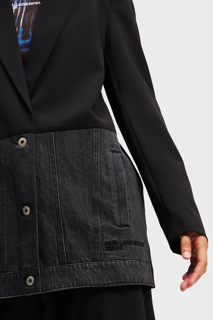 Женский черный жакет KLJ MIXED MATERIAL BLAZER 4