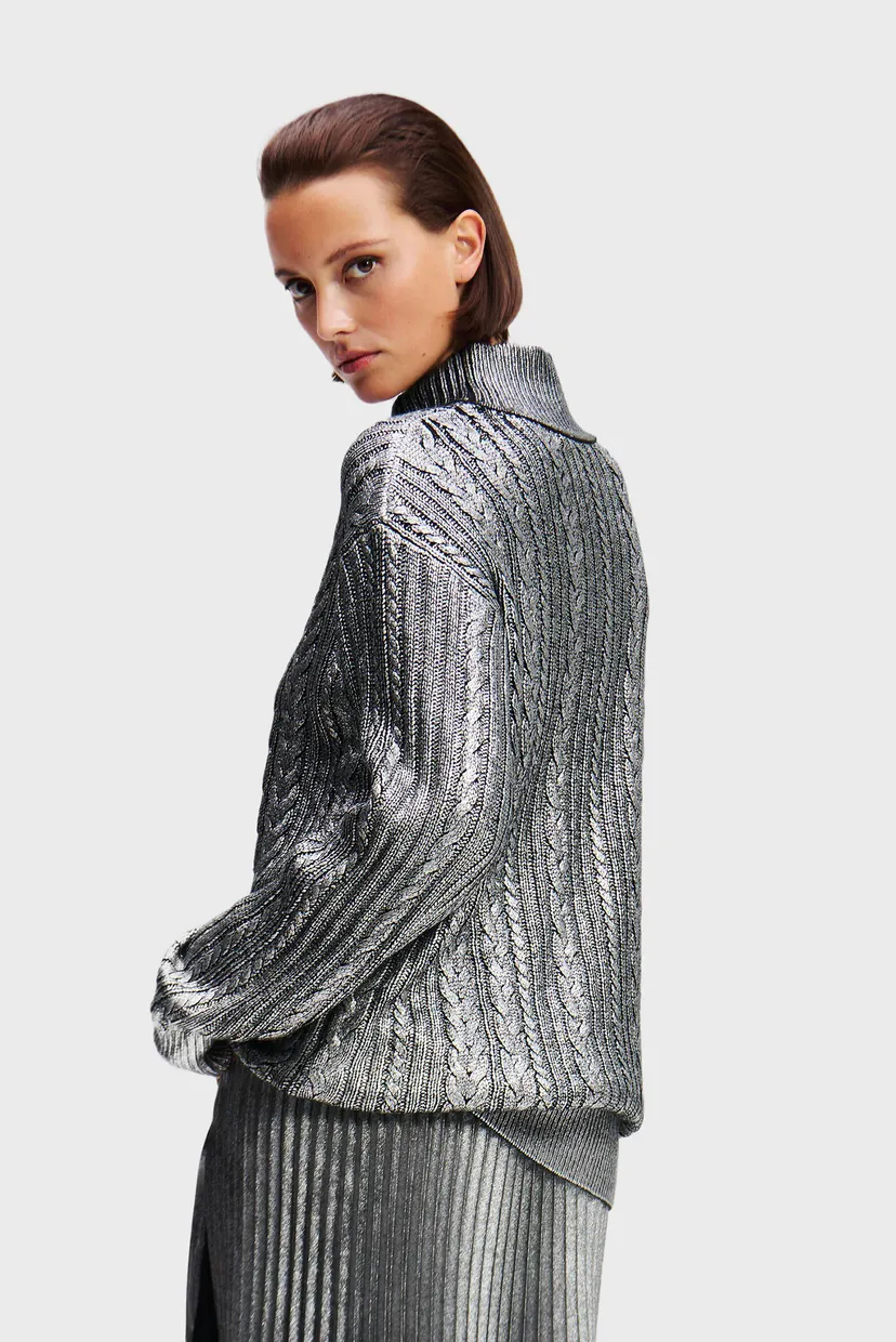 Жіночий сріблястий светр CABLE KNIT SWEATER 3