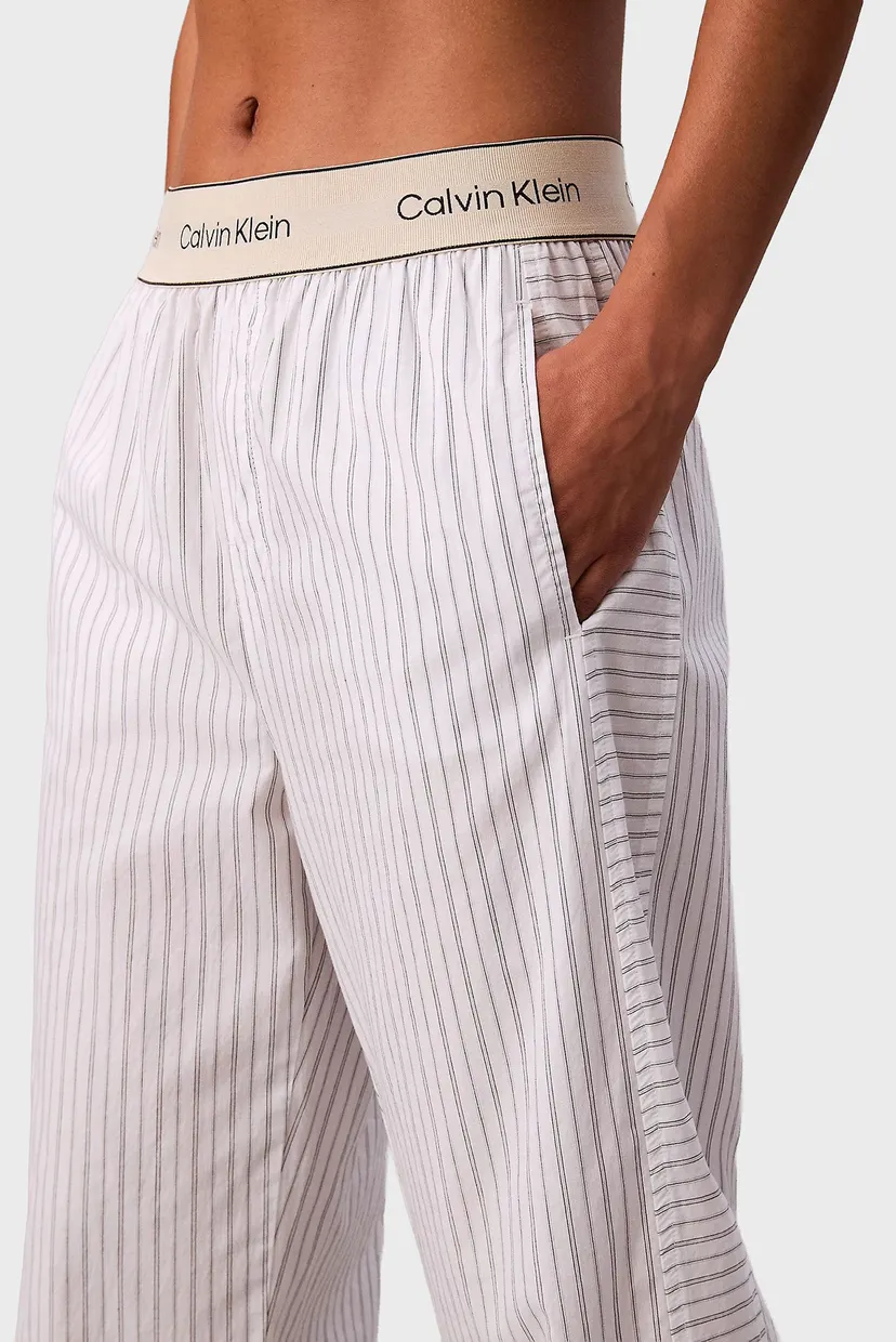 Жіночі білі брюки у смужку LOGO SUPER POPLIN 5